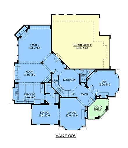 Coastal, Craftsman House Plan 87584 with 4 Beds, 4 Baths, 3 Car Garage First Level Plan