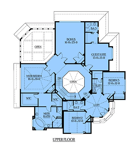 Coastal, Craftsman House Plan 87584 with 4 Beds, 4 Baths, 3 Car Garage Second Level Plan