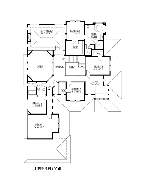 Bungalow, Craftsman House Plan 87586 with 4 Beds, 3 Baths, 3 Car Garage Second Level Plan