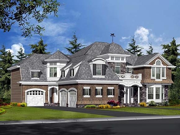 Colonial, European, Tudor, Victorian House Plan 87598 with 6 Beds, 6 Baths, 3 Car Garage Elevation