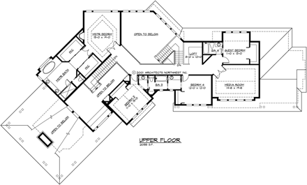 Country, Farmhouse House Plan 87600 with 5 Beds, 5 Baths, 3 Car Garage Second Level Plan