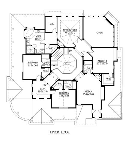 Farmhouse House Plan 87608 with 4 Beds, 5 Baths, 3 Car Garage Second Level Plan