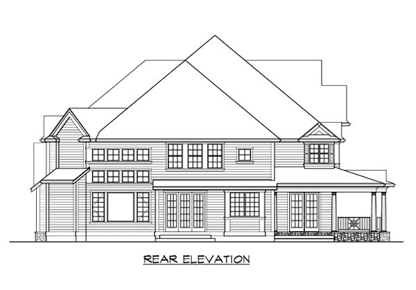 Farmhouse Plan with 4725 Sq. Ft., 4 Bedrooms, 5 Bathrooms, 3 Car Garage Rear Elevation