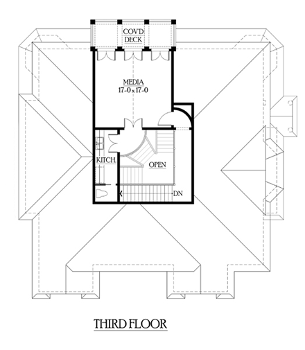 European House Plan 87613 with 5 Beds, 6 Baths, 3 Car Garage Third Level Plan