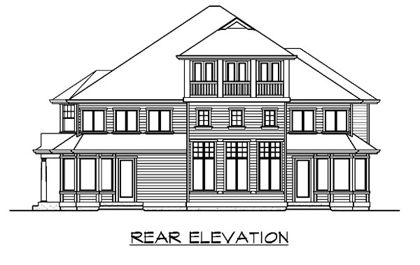 Colonial, Traditional Plan with 4903 Sq. Ft., 5 Bedrooms, 6 Bathrooms, 3 Car Garage Rear Elevation