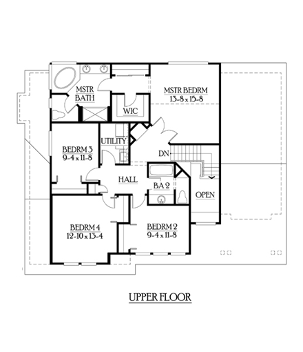 Bungalow, Craftsman House Plan 87625 with 4 Beds, 3 Baths, 2 Car Garage Second Level Plan