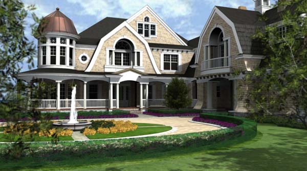 Coastal, Farmhouse Plan with 7900 Sq. Ft., 4 Bedrooms, 6 Bathrooms, 3 Car Garage Picture 2