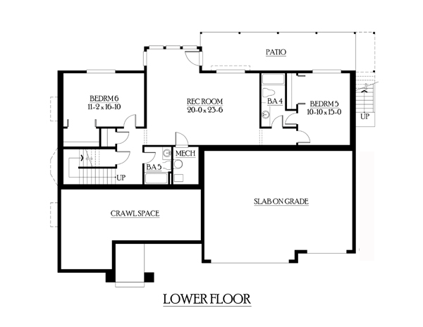 Craftsman House Plan 87664 with 5 Beds, 5 Baths, 3 Car Garage Lower Level Plan