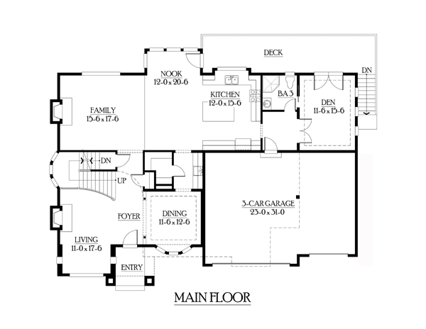 Craftsman House Plan 87664 with 5 Beds, 5 Baths, 3 Car Garage Level One