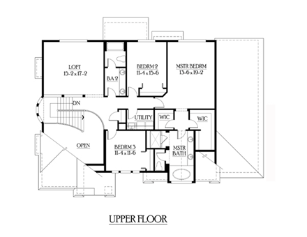 Craftsman House Plan 87664 with 5 Beds, 5 Baths, 3 Car Garage Second Level Plan