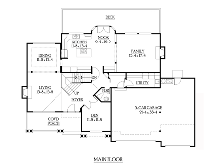 Craftsman House Plan 87665 with 5 Beds, 4 Baths, 3 Car Garage First Level Plan