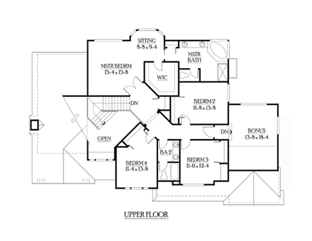 Craftsman House Plan 87665 with 5 Beds, 4 Baths, 3 Car Garage Second Level Plan