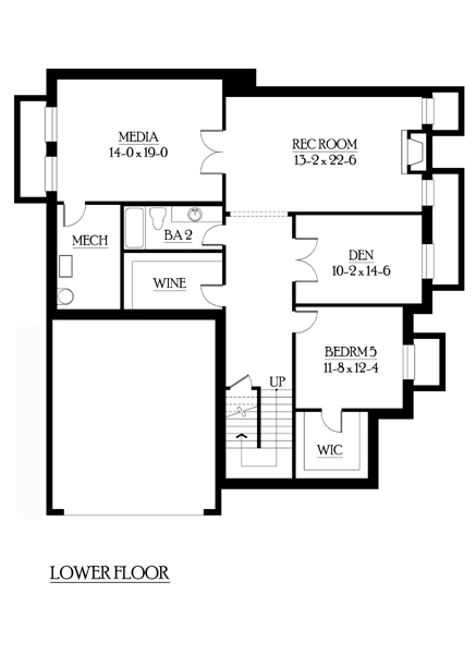 Craftsman, Tuscan House Plan 87666 with 5 Beds, 4 Baths, 2 Car Garage Lower Level Plan