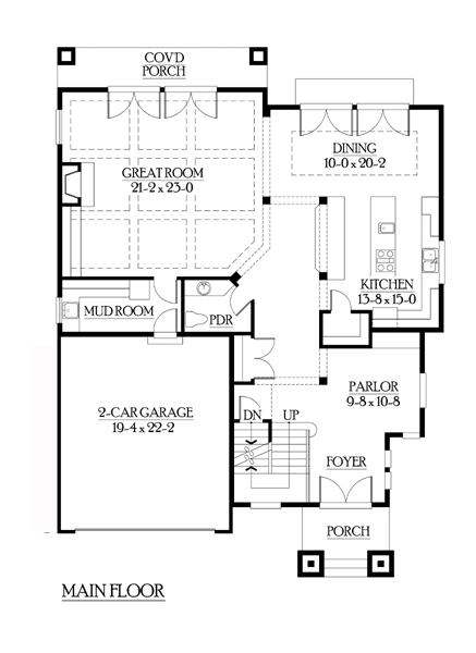 Craftsman, Tuscan House Plan 87666 with 5 Beds, 4 Baths, 2 Car Garage First Level Plan