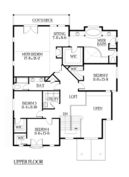 Craftsman, Tuscan House Plan 87666 with 5 Beds, 4 Baths, 2 Car Garage Second Level Plan