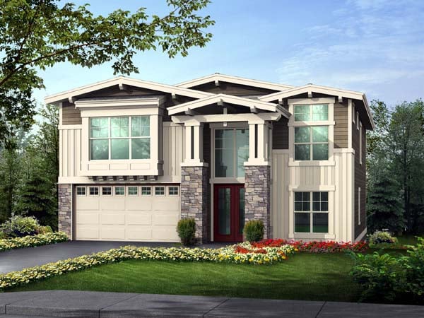 Contemporary, Craftsman House Plan 87667 with 5 Beds, 4 Baths, 3 Car Garage Elevation