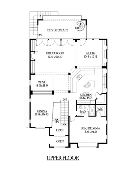 Contemporary, European House Plan 87668 with 5 Beds, 4 Baths, 3 Car Garage Second Level Plan