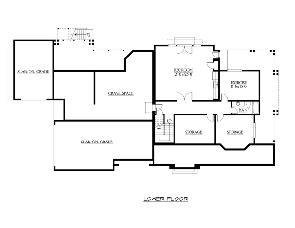 Craftsman House Plan 87670 with 4 Beds, 5 Baths, 4 Car Garage Lower Level Plan