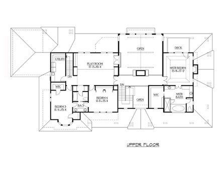 Craftsman House Plan 87670 with 4 Beds, 5 Baths, 4 Car Garage Second Level Plan