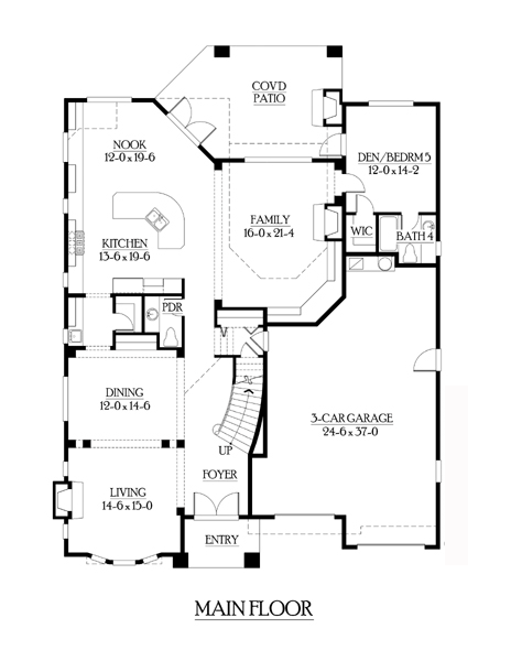 Craftsman House Plan 87671 with 5 Beds, 5 Baths, 3 Car Garage Level One
