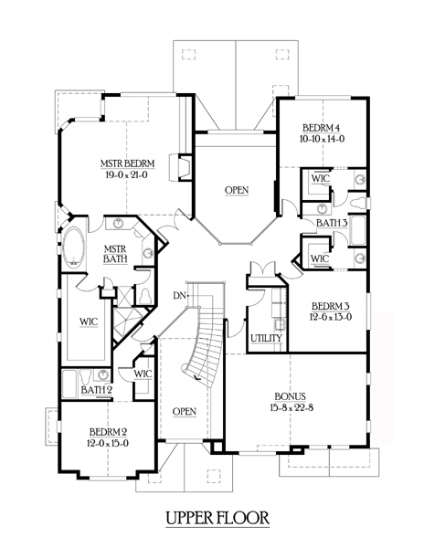 Craftsman House Plan 87671 with 5 Beds, 5 Baths, 3 Car Garage Level Two