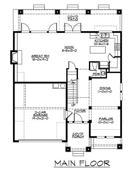 House Plan 87677 with 3 Beds, 3 Baths, 2 Car Garage First Level Plan