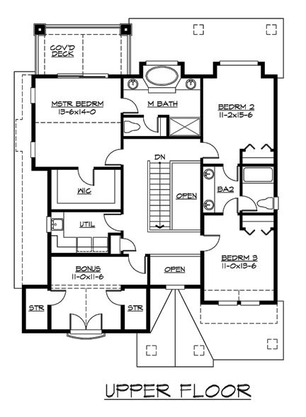 House Plan 87677 with 3 Beds, 3 Baths, 2 Car Garage Second Level Plan