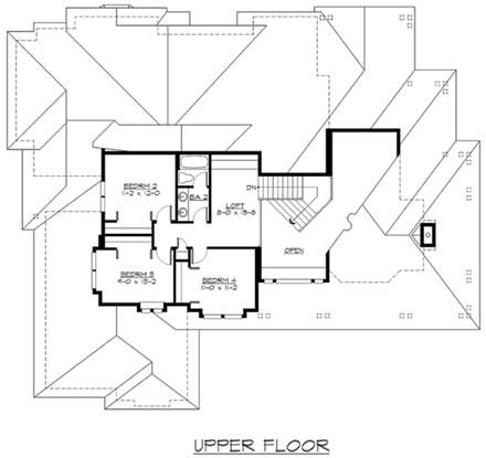 Craftsman House Plan 87678 with 4 Beds, 3 Baths, 3 Car Garage Second Level Plan