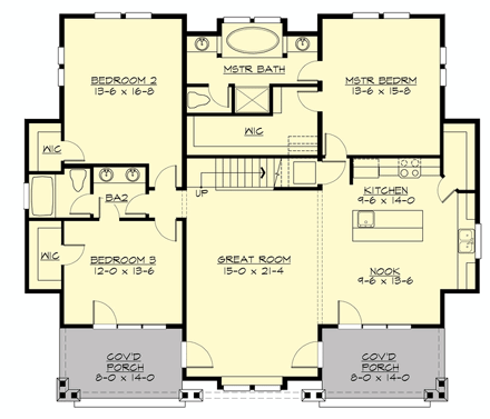 Craftsman House Plan 87680 with 3 Beds, 2 Baths First Level Plan