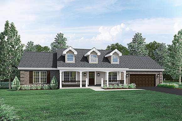 Cape Cod, Country, Ranch House Plan 87805 with 3 Beds, 2 Baths, 2 Car Garage Elevation