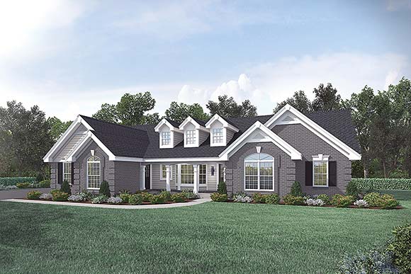 Cape Cod, Country, Ranch, Southern, Traditional House Plan 87817 with 4 Beds, 3 Baths, 3 Car Garage Elevation