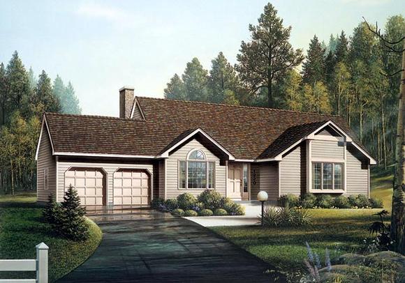 Ranch House Plan 87821 with 3 Beds, 2 Baths, 2 Car Garage Elevation