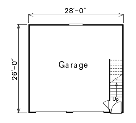 2 Car Garage Apartment Plan 87879 with 1 Beds, 1 Baths First Level Plan
