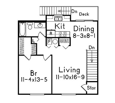2 Car Garage Apartment Plan 87879 with 1 Beds, 1 Baths Second Level Plan
