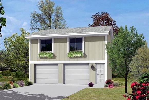 2 Car Garage Apartment Plan 87879 with 1 Beds, 1 Baths Elevation