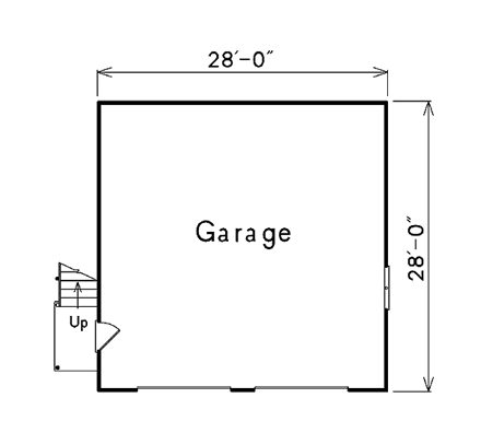 2 Car Garage Plan 87883 with 1 Beds, 1 Baths First Level Plan