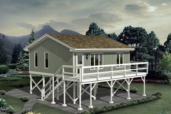 Cabin House Plan 87885 with 1 Beds, 1 Baths Elevation