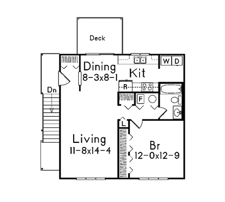 2 Car Garage Apartment Plan 87888 with 1 Beds, 1 Baths Second Level Plan