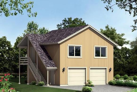 2 Car Garage Apartment Plan 87888 with 1 Beds, 1 Baths Elevation