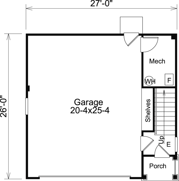 Cabin, Cottage, Country, Ranch, Traditional 2 Car Garage Apartment Plan 87891 with 1 Beds, 1 Baths Level One