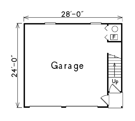 2 Car Garage Apartment Plan 87892 with 1 Beds, 1 Baths First Level Plan