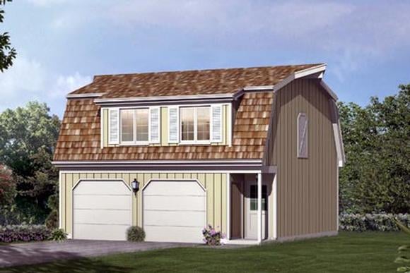 2 Car Garage Apartment Plan 87892 with 1 Beds, 1 Baths Elevation