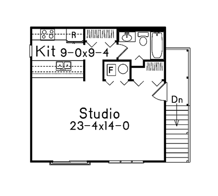 Contemporary, Traditional 2 Car Garage Apartment Plan 87893 with 1 Beds, 1 Baths Second Level Plan