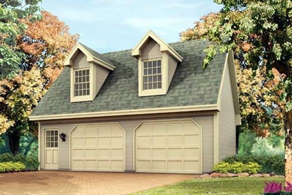 2 Car Garage Apartment Plan 87894 with 1 Beds, 1 Baths Elevation