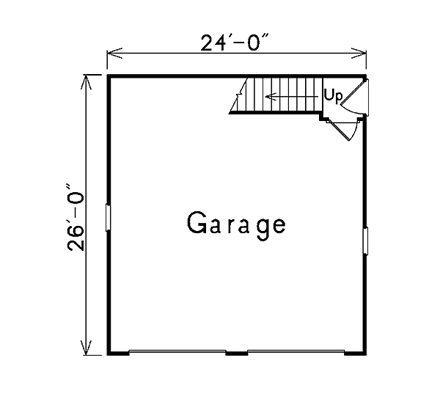2 Car Garage Apartment Plan 87895 with 1 Beds, 1 Baths First Level Plan