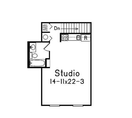 2 Car Garage Apartment Plan 87895 with 1 Beds, 1 Baths Second Level Plan