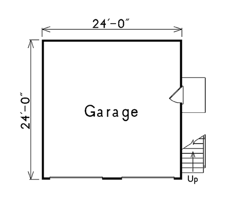 2 Car Garage Apartment Plan 87896 with 1 Beds, 1 Baths First Level Plan