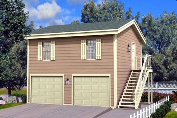 2 Car Garage Apartment Plan 87896 with 1 Beds, 1 Baths Elevation