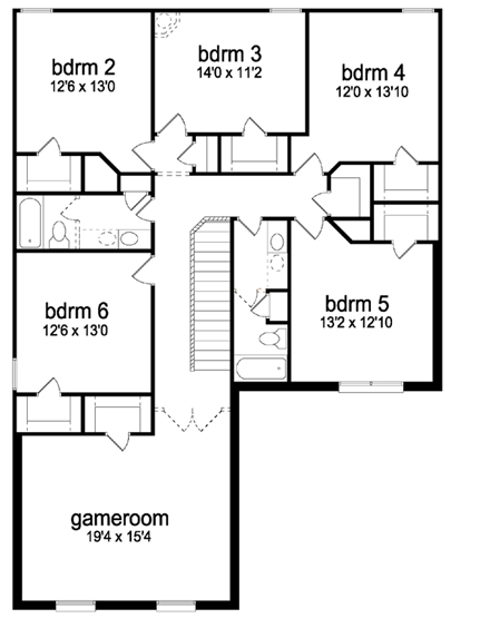 European House Plan 87914 with 6 Beds, 4 Baths, 2 Car Garage Second Level Plan