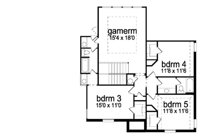 European House Plan 87919 with 5 Beds, 4 Baths, 3 Car Garage Second Level Plan